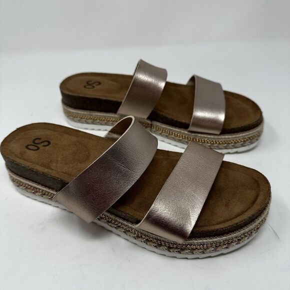 SO Women's Rose Gold‎ 2 Strap High Sandals Size 8.5 ~ Kohls - Picture 4 of 8